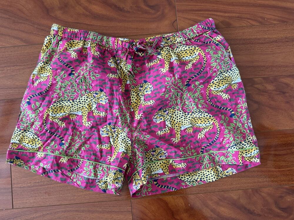 Print Fresh Pajama Shorts Bagheera Hot Pink Organic Cotton Size Large Floral